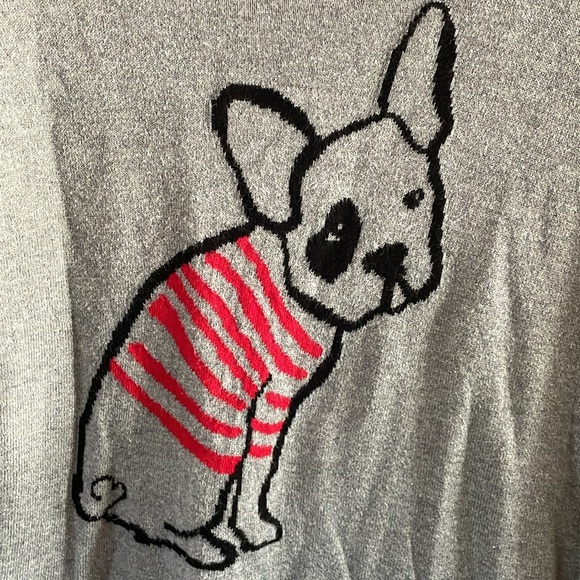 Banana Republic Sweater Womens Large Gray Dog Long Sleeve T-Shirt Puppy Tee - Picture 3 of 7
